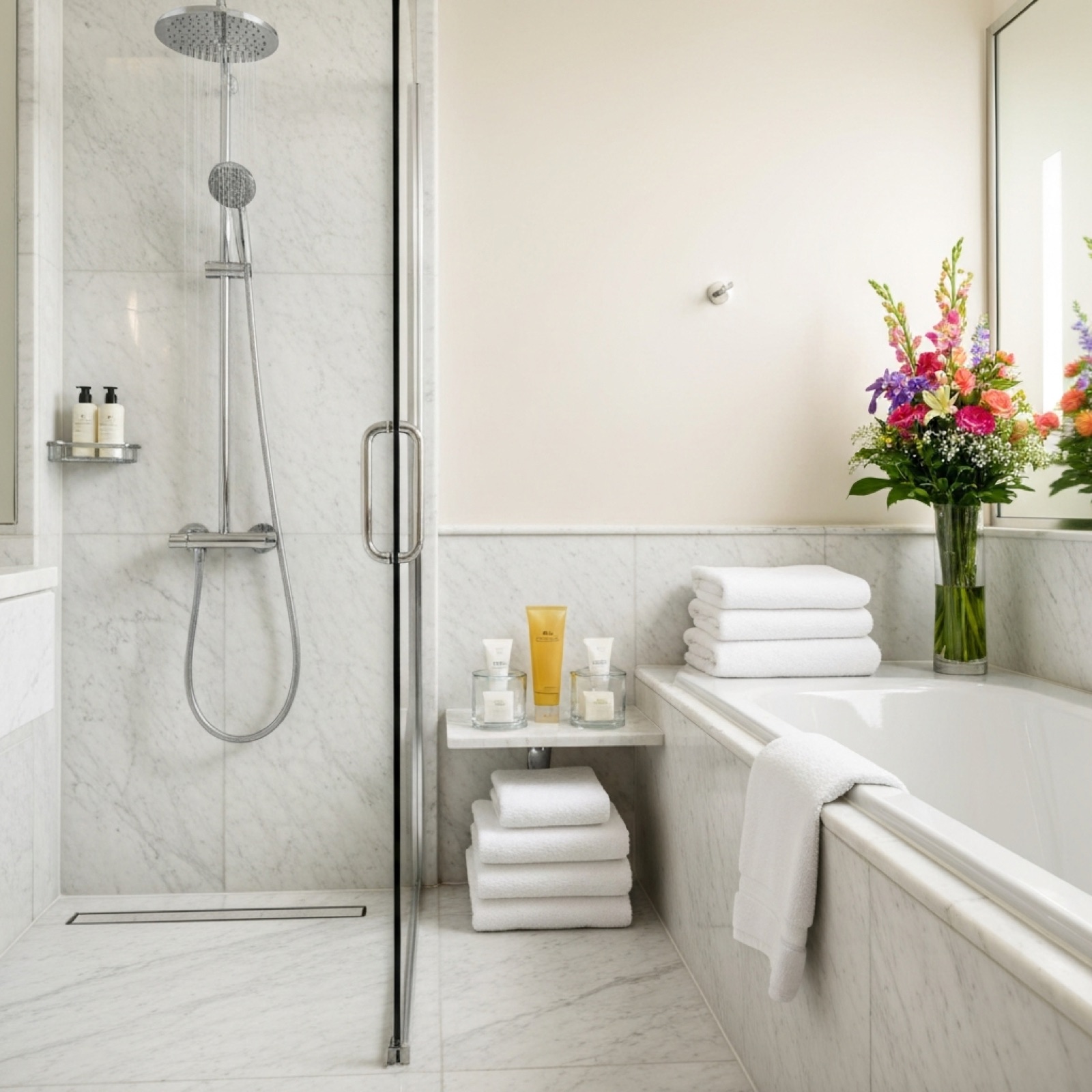 Pristine luxury hotel bathroom